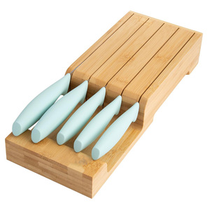 Porte-couteaux en bambou, 4 pièces, support horizontal en bois pour ustensiles de cuisine, durable - Product Image 5