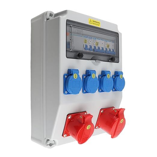 Industrial Grade Power Distribution Board, C16 C32 MCB Protection, 220V-415V Multi-Socket Electrical Enclosure Box