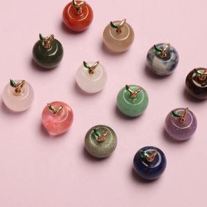 Ingrosso cristallo naturale guarigione pietre preziose sciolte forma di mela <span class=keywords><strong>ametista</strong></span> quarzo rosa Lapis agata turchese ciondolo gioielli da te - Product Image 2
