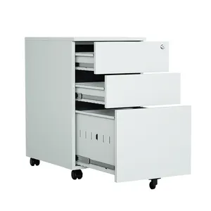 Office 3 Drawer Filing Cabinet Steel Mobile Pedestal Movable Metal Mobile Cabinet Under Desk Drawer Cabinet for A4