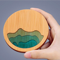 Tapis rond et carré en bois de bambou naturel avec résine époxy, 1 pièce, thermo-isolant pour les boissons, la bière, le café, le thé