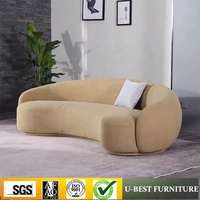 Furnitur Ruang Tamu Modern Bergaya, Sofa Kursi Santai Berlapis Beludru dengan Busa Kepadatan Tinggi dan Sandaran Lengkung