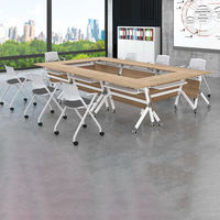 Table de formation extensible multifonctionnelle moderne en bois de haute qualité avec pieds en acier et roulettes