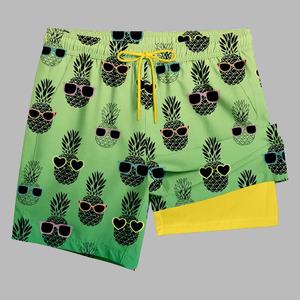 شورت سباحة رجالي من YOUMI مخصص بتصميم OEM، مرن من أربع جهات، مضاد للأشعة فوق البنفسجية، طباعة كاملة 2 في 1، مصنوع من السباندكس/البوليستر للشاطئ - Product Image 3