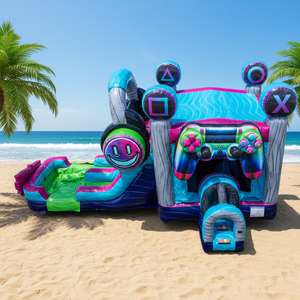 Nouvelle conception de manette de jeu, trampoline gonflable combiné <span class=keywords><strong>avec</strong></span> <span class=keywords><strong>toboggan</strong></span>, château gonflable, <span class=keywords><strong>toboggan</strong></span> aquatique, <span class=keywords><strong>piscine</strong></span>, matériau PVC, capacité de 12 personnes - Product Image 2