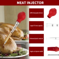 Pince à boucher turque pour barbecue avec brosse à badigeonner et injecteur de viande à bulbe en silicone alimentaire détachable pour la cuisson à domicile