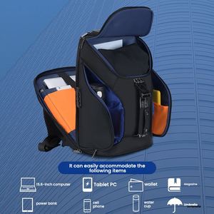 Sac à dos d'affaires tendance pour hommes, imperméable, à double épaule, grande capacité, pour voyage, multifonctionnel, antivol, sac pour ordinateur portable, USB - Product Image 2