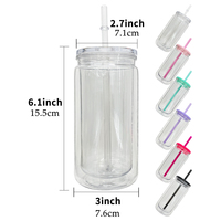 Gobelets en plastique à double paroi avec trou pré-percé 12oz boîte en plastique boule à neige avec trou et bouchon pour enveloppes UV DTF