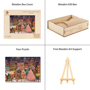 Rompecabezas de Madera de Navidad, 101-500 Piezas, Estilo de Dibujos Animados, Impresión a Todo Color, Esquinas Onduladas, Rompecabezas de Cartón para Juego Familiar - Product Image 5