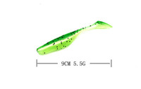 Leurre souple en PVC de haute qualité, 9 cm, 5,5 g, queue en T, ver en plastique, appât nageur, triple couleur, pour la pêche en rivière - Vente chaude