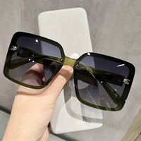 Gafas de Sol Negras de Gran Tamaño con Marco Cuadrado para Mujer, Estilo Polarizado, Elegantes y de Alta Gama, Protección UV