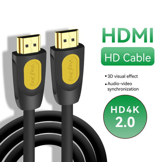VegGieg Factory Wholesale HDMI 2.0 4K Male to Male Cable Gold Plated Pin 3D HD TV Projector Audio Video Cord Bulk Supply