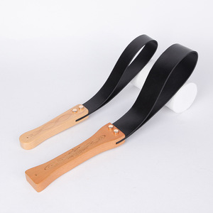 Leather Paddle Wooden Handle Red Cowhide Spanking <b>Tool</b> For Adult Use Unisex SM Discipline <b>Toy</b> - Product Image 3