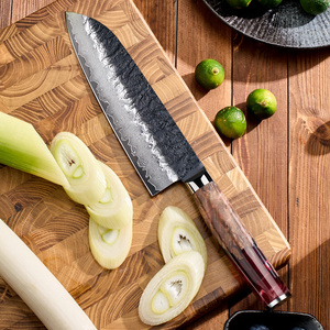 <span class=keywords><strong>Coltello</strong></span> da Chef Santoku Amber da 7 Pollici in Acciaio Damasco VG10 a 67 Strati, Coltelli da Cucina Giapponesi, Affettatrice, Tagliacarne, Utensili da Cucina - Product Image 2