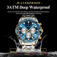 Reloj POEDAGAR 815 de Moda con Espejo Hardlex Luminoso, Fecha Automática, Correa de Acero Inoxidable Dorado, Calendario Duradero