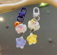 Porte-clés personnalisable en forme de nuage mignon, pendentif nuage pentagramme kawaii pour fille, porte-clés en acrylique
