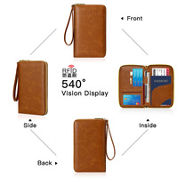 Nouvelle Housse de Passeport en Cuir PU Vintage pour Femme, Unisexe, avec Fermeture Éclair, Porte-Cartes Multifonctionnel, Sac de Rangement pour Cartes