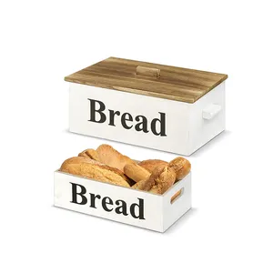Boerderij Grote Keuken Teller Brood Opslag Container Wit Houten Brood Doos