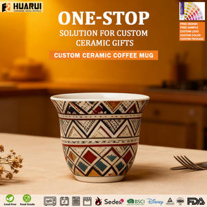 Benutzer definierte Plaid Muster Porzellan Tee Kawa Tasse personal isierte nah östliche Stil kleine Keramik arabische Cawa Tassen Set mit Geschenk box - Product Image 5