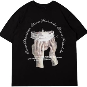 Pocket Tees Oversized Knitted Sporty Print Creative Graffiti Short Sleeve Shirts Summer Casual Rapper Streetwear <b>Y2k</b> <b>Tops</b> Men's - Product Image 6