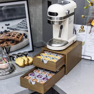 Support de rangement rectangulaire en bois pour dosettes de café K-cup, tiroir de rangement pour petites surfaces, organisateur de comptoir pour café et thé - Product Image 1