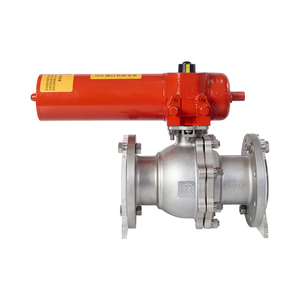 Vanne à boisseau sphérique pneumatique à double action de type fourche Q641F-16P de haute qualité, avec bride en PTFE, personnalisable, OEM, en acier inoxydable, conforme aux normes nationales - Product Image 1