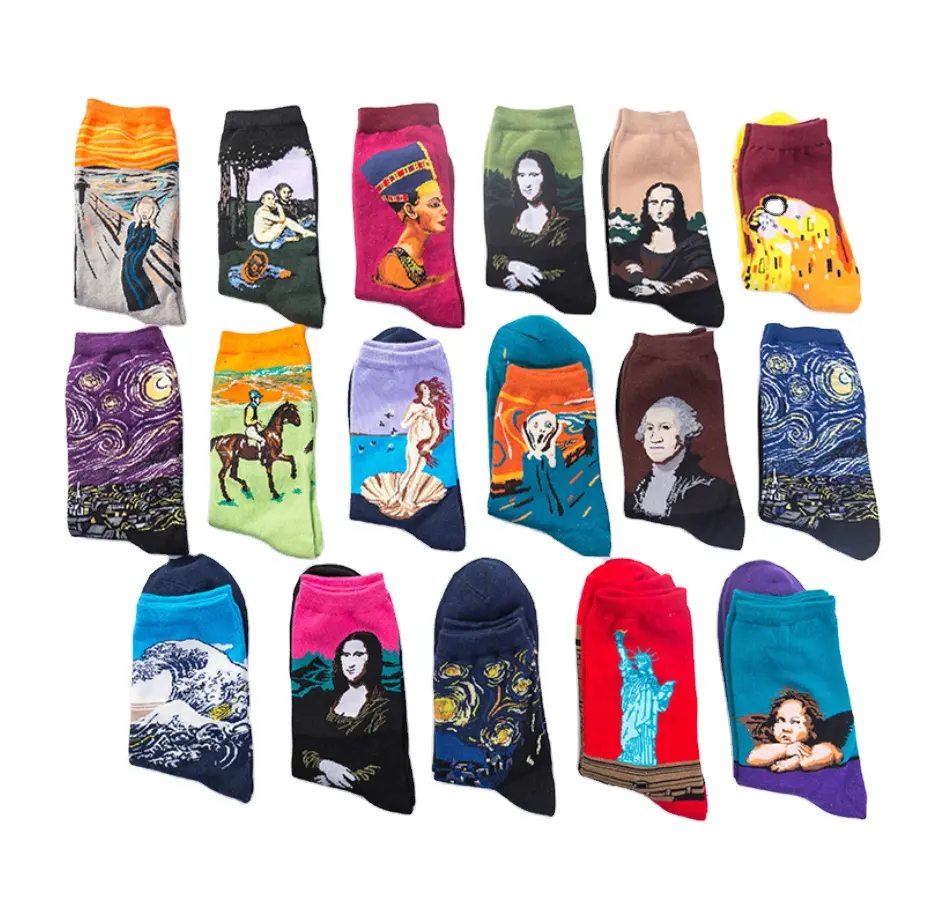 Youki Men's fashion Comfortable Argyle Art Novelty Funny Crazy Colorful Patterned Gifts Cotton Dress Medium Long Socks