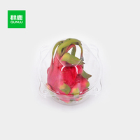 Boîte en plastique PET transparent recyclé 1 cellule Contenants Dragon Fruit Pamplemousse Tomate avec emballage à clapet