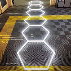 Hex LED รังผึ้งไฟ LED ไฟ LED ร้านไฟสําหรับโรงรถ/การประชุมเชิงปฏิบัติการ/ร้าน detailing รถยนต์ที่มีขอบสีขาว, 6500K,60720LM,552W, IP54 - Product Image 1