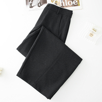 Pantalon utilitaire femme en mélange de laine, taille haute, coupe large, avec poches plaquées et poches obliques, longueur au sol, pour fabricants de vêtements