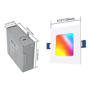 ETL 4 "方形无罐智能超薄面板嵌入式万向节向下灯WiFi应用和语音控制RGB可变白色2700K-6000K