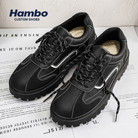 Chaussures à plateforme pour hommes, avec surpiqûres contrastées, en cuir PU patchwork, semelle épaisse, décontractées, style urbain, robustes, pour le travail