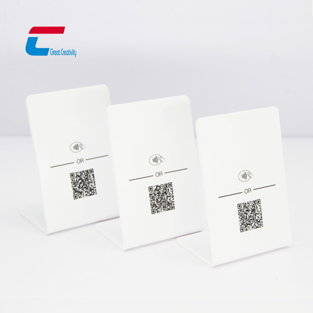 Custom NFC Menu Stand QR Code Acrylic Folded Table Holder NTAG 216 NFC Display Stand