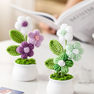 Wholesale <b>Wool</b> Knitted Small Potted Cute Home Ornament Handmade Flower Pot Crochet - Product Image 3