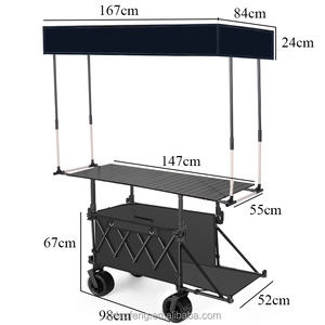 Carritos de Comida Plegables para Alimentos con Mesa Plegable Portátil y Sombrilla, Carritos de Comida Personalizados OEM con To - Product Image 3