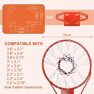 Panier de <span class=keywords><strong>basket</strong></span> orange mural extérieur standard 18 pouces, en acier avec filet, résistant aux intempéries, pour les enfants de 3 ans et plus - Meilleures ventes - Product Image 2