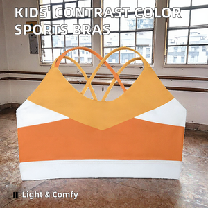 Wholesale Lightweight High Support Kids' Athletic Gym <b>Bra</b> Front Logo Custom <b>Sports</b> Top <b>for</b> <b>Girls</b>' Dance Contrast Color Children - Product Image 2