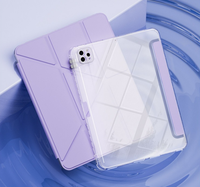 Étui multi-pliable en forme de Y avec fonction veille/réveil automatique pour iPad Air 11/13 10e/11e génération, en cuir PU avec dos transparent en acrylique et support pour stylet