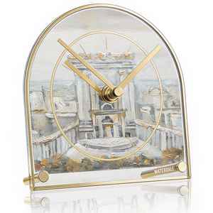 Decoración Judaica Dorada para el Hogar, Decoraciones de Hanukkah, Reloj de Escritorio Acrílico, Regalo Judío, Reloj de Escritorio de Lucite con Diseño de Jerusalén - Product Image 2
