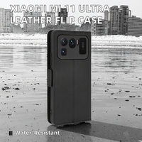 Étui en cuir pour Xiaomi Mi 11 Ultra avec motif veau effet peau, design à rabat horizontal, style professionnel, inclut une protection d'appareil photo