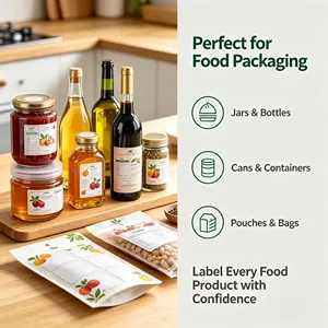 Food Safe Self-Adhesive <b>Labels</b> <b>Waterproof</b> Oil Proof Rectangular PP Material for Jar Bottle Packaging - Product Image 5