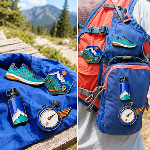 Badges de revers personnalisés modernes en émail pour la course en trail en extérieur, pour l'aventure sportive - Product Image 4