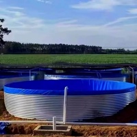 Bassin circulaire en acier galvanisé industriel pour l'aquaculture commerciale, élevage de poissons, crevettes et crabes
