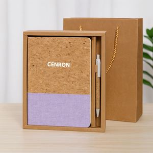 Premium Cork Cover Notebook and Pen Set Eco Friendly Business Gift for Company Branding - Product Image 1