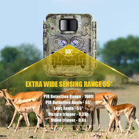 Caméra de chasse et de surveillance de la faune, 30MP, CMOS, vision nocturne infrarouge, double objectif, étanche, alimentation solaire