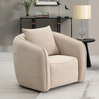 Fauteuil d'appoint moderne personnalisable avec dossier rembourré en tissu moelleux pour salon et appartement