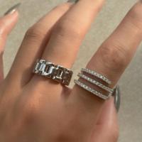 Bague de fiançailles et de mariage ajustable en laiton plaqué or 18 carats avec zircon, de haute qualité et tendance, pour femme