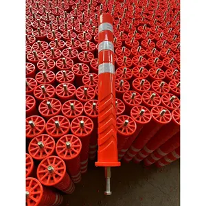 Orange PU Plastic Safety Flexible Spring Post plastic bollard 75cm PU flexible delineator post delineator post
