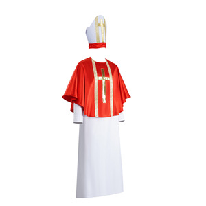 Halloween Medieval Clergy Style Robe Costume Red Cape <b>Gothic</b> Cosplay Outfit Stage Performance Party Set - Product Image 2
