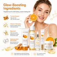 Ensemble de soins de la peau pour éliminer les taches brunes, réduire l'acné, à base de curcuma, vitamine C et acide hyaluronique, 5 pièces, crème, kit de soins de la peau du visage